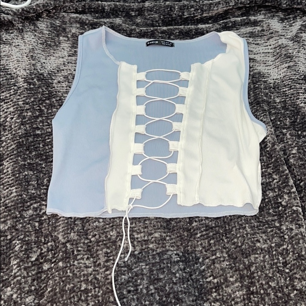 Shein Light blue/ White Crop Tank ✨